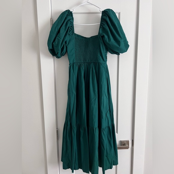 Abercrombie & Fitch Teal Puff Sleeve Midi Dress - Picture 2 of 2
